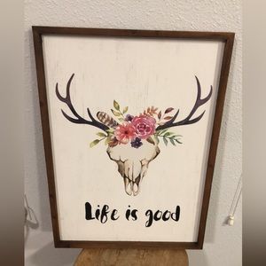 Life Is Good Deer Skull Floral Art